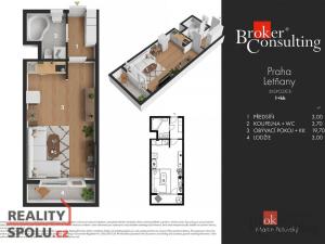 Prodej bytu 1+kk, Praha - Letňany, Místecká, 31 m2