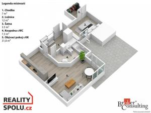Pronájem bytu 2+kk, Pardubice - Pardubičky, Pod Kopečkem, 64 m2