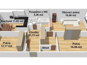 Prodej bytu 3+1, Stříbro, Na Vyhlídce, 73 m2