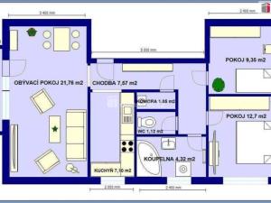 Pronájem bytu 3+1, Všetaty, Ohrada, 67 m2