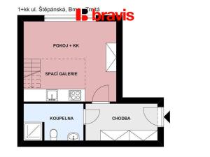 Pronájem bytu 1+kk, Brno, Štěpánská, 35 m2