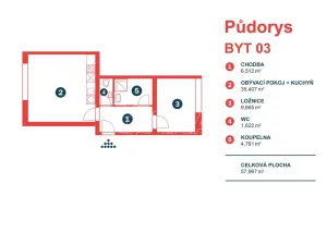 Pronájem bytu 2+kk, Benešov, Tyršova, 58 m2