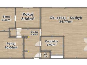 Prodej bytu 4+kk, Vochov, 81 m2