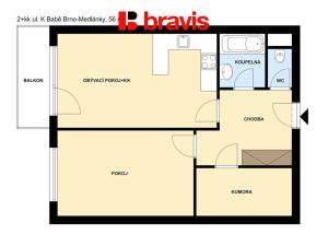 Pronájem bytu 2+kk, Brno - Medlánky, K Babě, 56 m2