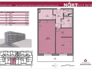 Pronájem bytu 2+kk, České Budějovice, Branišovská, 78 m2