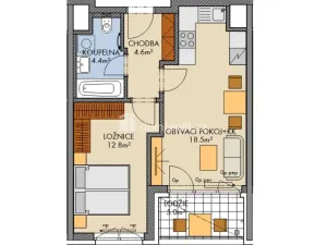 Prodej bytu 2+kk, Praha - Vysočany, Pod Harfou, 42 m2