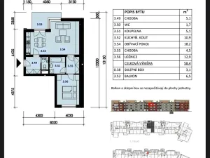 Prodej bytu 2+kk, Písek, Nezamyslova, 58 m2