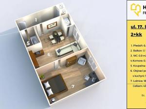 Prodej bytu 2+kk, Olomouc, 17. listopadu, 46 m2