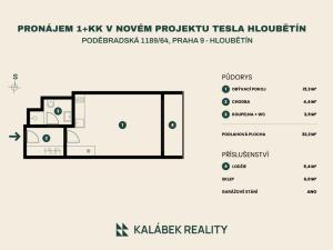 Pronájem bytu 1+kk, Praha - Hloubětín, Poděbradská, 32 m2