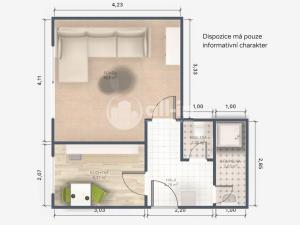Pronájem bytu 1+1, Vyškov - Vyškov-Město, Dvořákova, 31 m2
