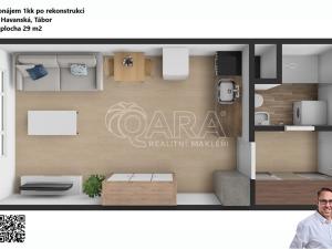 Pronájem bytu 1+kk, Tábor, Havanská, 29 m2