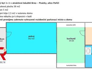 Pronájem bytu 1+1, Brno, Poříčí, 43 m2