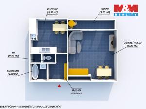 Pronájem bytu 1+1, Plzeň, Motýlí, 39 m2