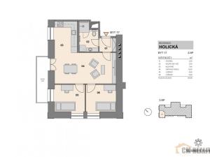 Pronájem bytu 3+kk, Olomouc - Hodolany, Holická, 52 m2