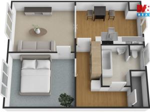 Pronájem bytu 2+1, Kladno - Kročehlavy, Unhošťská, 50 m2