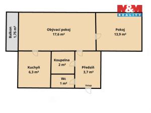 Prodej bytu 2+1, Žatec, Podměstí, 53 m2