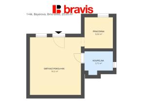 Prodej bytu 1+kk, Brno - Veveří, Bayerova, 25 m2