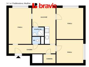 Pronájem bytu 3+1, Modřice, Poděbradova, 73 m2