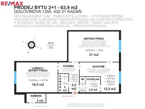 Prodej bytu 2+1, Kadaň, Golovinova, 61 m2