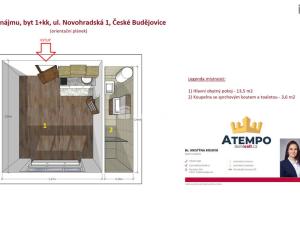 Pronájem bytu 1+kk, České Budějovice - České Budějovice 6, Novohradská, 17 m2