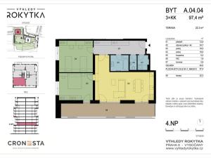 Pronájem bytu 3+kk, Praha - Vysočany, Oktábcových, 97 m2