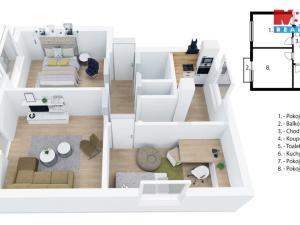 Pronájem bytu 3+1, Opočno, Palackého, 70 m2