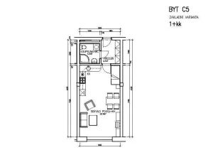 Pronájem bytu 1+kk, Brno, Hybešova, 37 m2