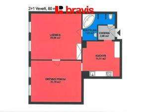 Pronájem bytu 2+1, Brno - Veveří, 80 m2