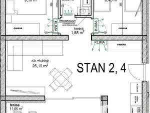Prodej bytu 3+kk, Vir, Chorvatsko, 60 m2