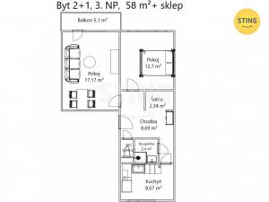 Prodej bytu 2+1, Otrokovice, Havlíčkova, 57 m2