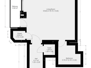 Pronájem bytu 1+kk, Praha - Podolí, Doudova, 33 m2