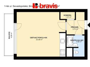 Pronájem bytu 1+kk, Brno - Starý Lískovec, Sevastopolská, 31 m2