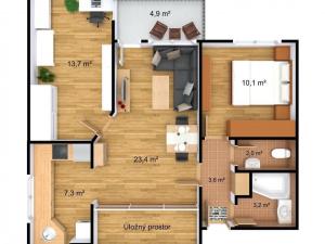 Pronájem bytu 3+kk, Liberec - Liberec VI-Rochlice, Nádvorní, 68 m2