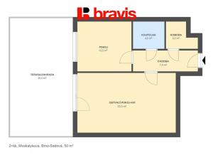 Pronájem bytu 2+kk, Brno - Sadová, Moskalykova, 51 m2