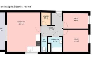 Pronájem bytu 3+kk, Šlapanice, Brněnská Pole, 79 m2