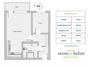 Pronájem bytu 2+kk, Praha - Hlubočepy, Fabiánové, 43 m2