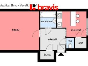 Pronájem bytu 1+1, Brno, Mezírka, 52 m2