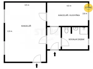 Pronájem kanceláře, Hodonín, Brandlova, 54 m2