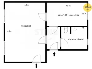 Pronájem kanceláře, Hodonín, Brandlova, 54 m2