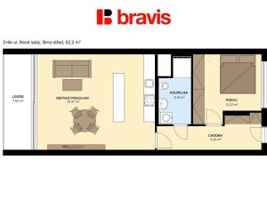Pronájem bytu 2+kk, Brno - Staré Brno, Fuchsova, 62 m2