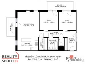 Prodej bytu 3+kk, Rajhrad, Masarykova, 89 m2