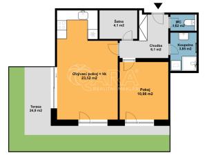 Pronájem bytu 2+kk, Roztoky, Václava Havla, 50 m2