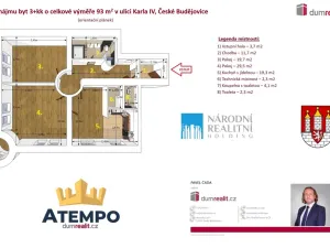 Pronájem bytu 3+kk, České Budějovice - České Budějovice 1, Karla IV., 93 m2