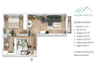 Pronájem bytu 2+1, Nový Jičín, Vančurova, 51 m2