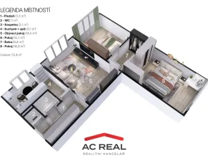 Prodej bytu 3+1, Olomouc - Hodolany, tř. Kosmonautů, 73 m2