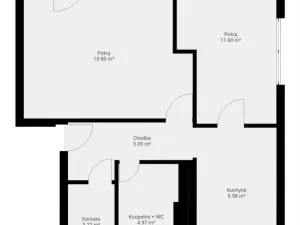 Pronájem bytu 2+1, Polička, 1. máje, 54 m2