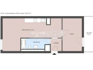 Pronájem bytu 2+kk, Brno, Auerswaldova, 51 m2