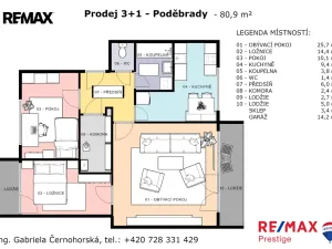 Prodej bytu 3+1, Poděbrady - Poděbrady III, Na Hrázi, 73 m2