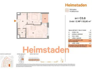 Pronájem bytu 2+kk, Praha - Holešovice, Vrbenského, 56 m2