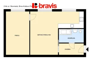 Pronájem bytu 2+kk, Brno - Královo Pole, Slovinská, 48 m2